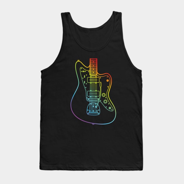 Offset Style Electric Guitar Body Colorful Outline Tank Top by nightsworthy